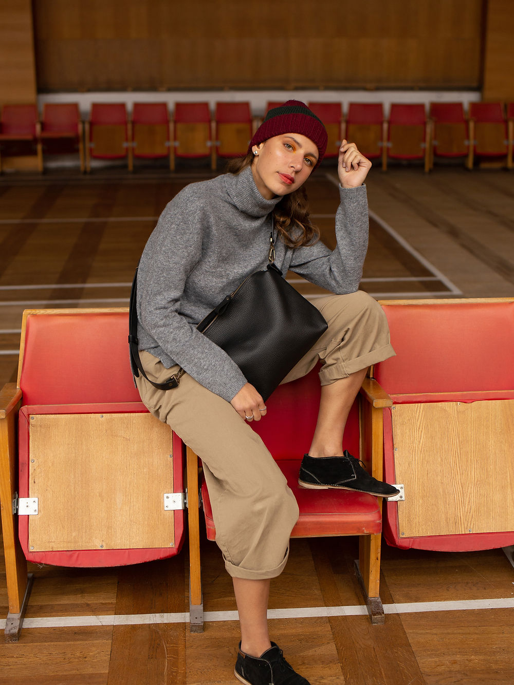 ROBIN Leather käekott L- must - Image 2