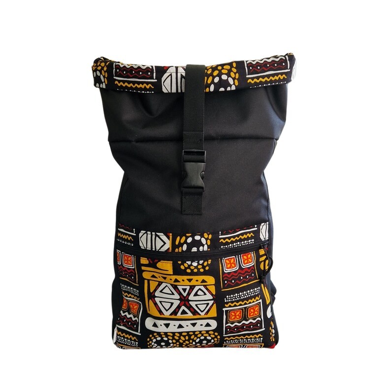 Kollase mustriga veekindel Rolltop seljakott - Image 5