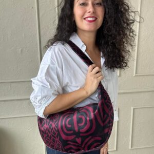 Burgundia mustriga veluurne hobo kott Garbanota voodriga