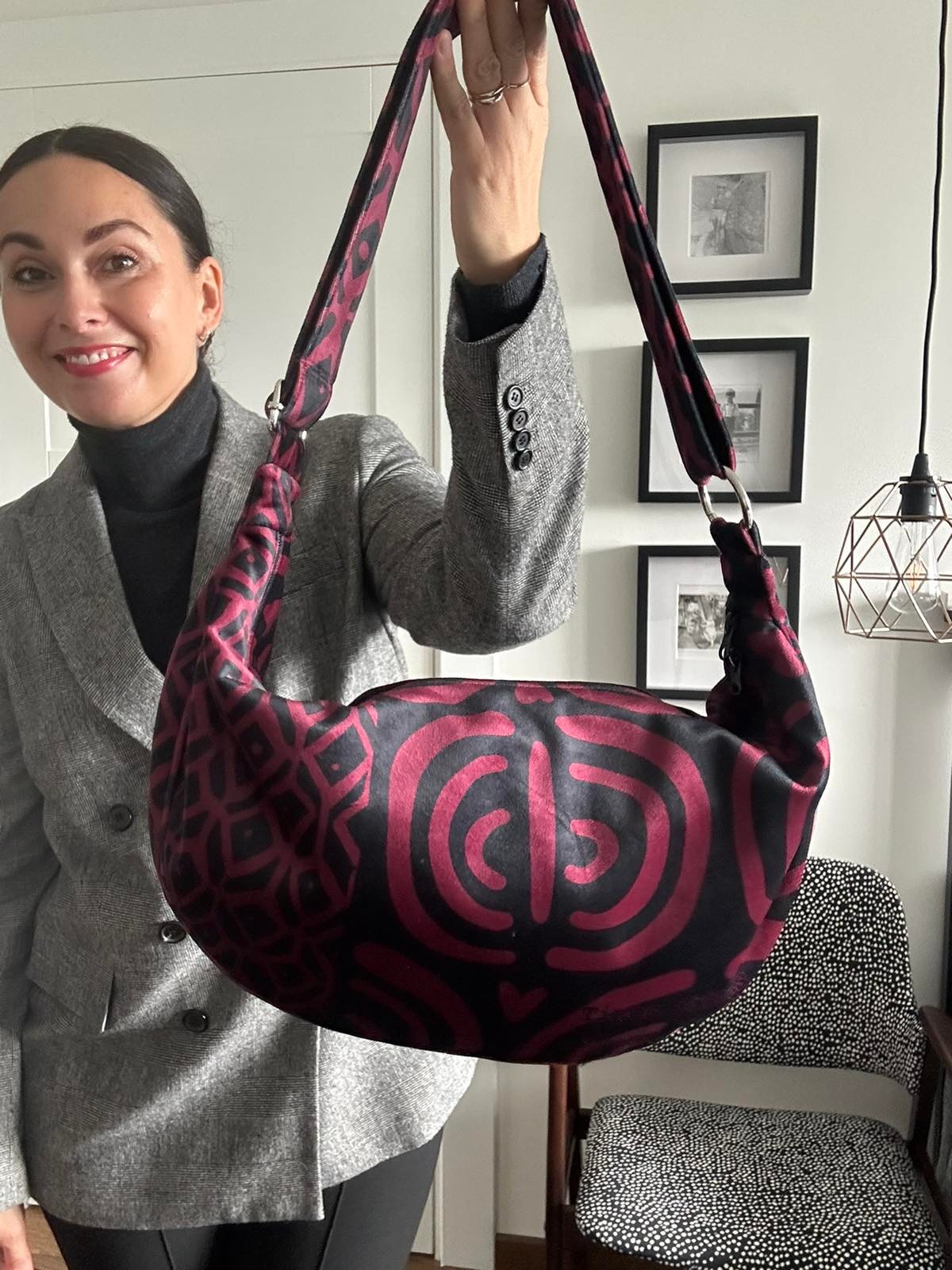 Hobo kott - Burgundia muster - Image 2