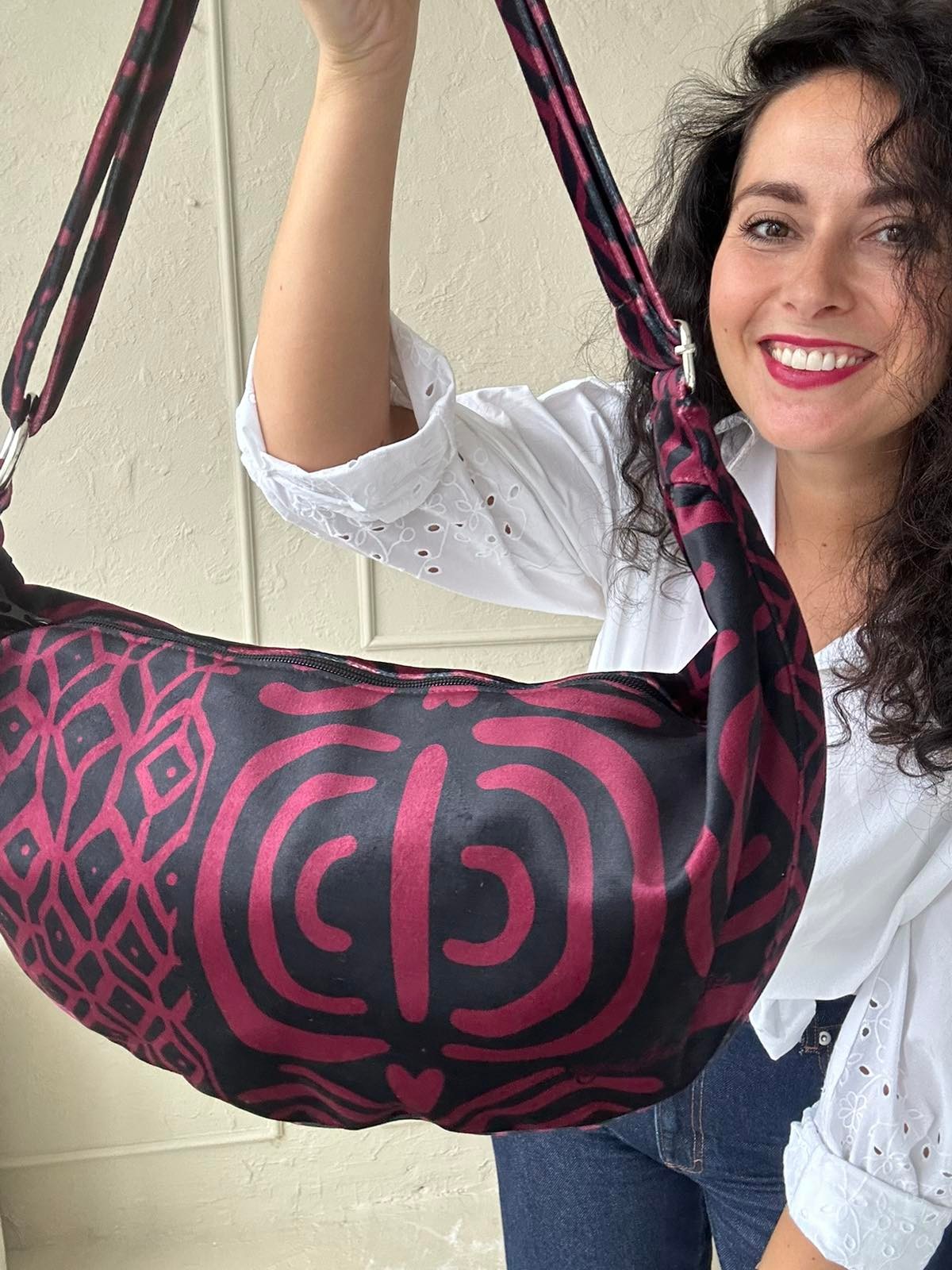 Hobo kott - Burgundia muster - Image 4