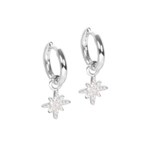MyaMoon Sparkling Star Charm Hoops - täheripatsiga rõngakõrvarõngad 925 hõbedast